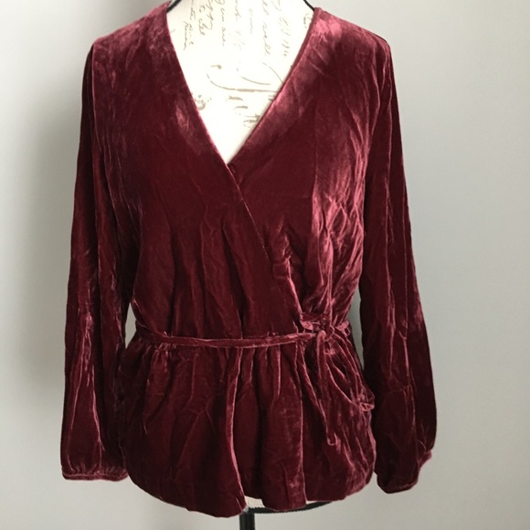 J.CREW Faux-Wrap Top in Drapey Velvet - Picture 5 of 9